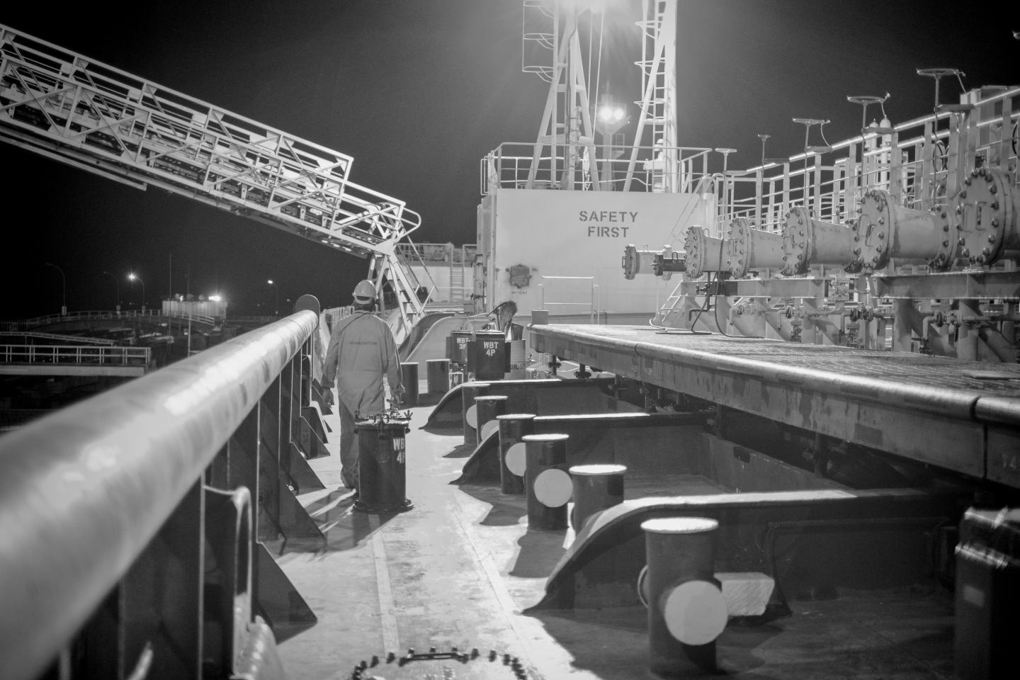 Seaworker on cargo ship